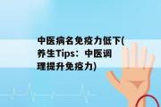 中医病名免疫力低下(养生Tips：中医调理提升免疫力)