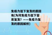 免疫力低下复发的原因有(为何免疫力低下容易复发？——免疫力复发的原因解析)