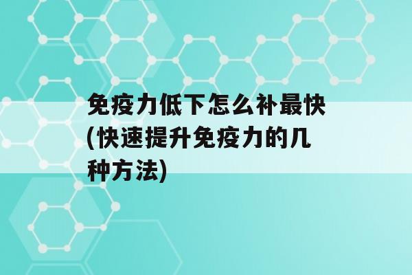 力低下怎么补快(快速提升力的几种方法)