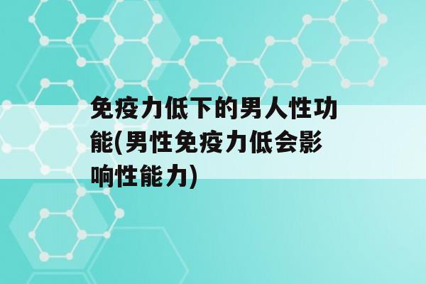 力低下的男人性功能(男性力低会影响性能力)