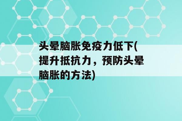 头晕脑胀力低下(提升，头晕脑胀的方法)