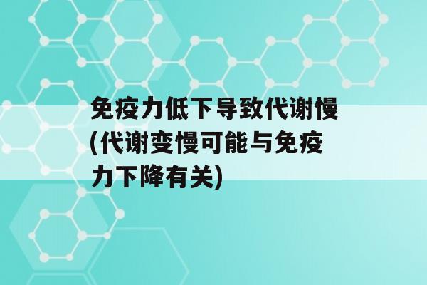 力低下导致代谢慢(代谢变慢可能与力下降有关)